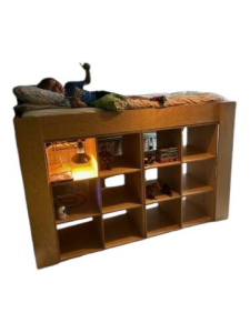 loft bed with kid on it