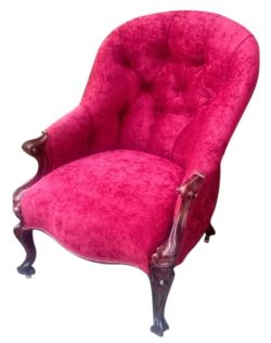 Victorian-style button-back armchair